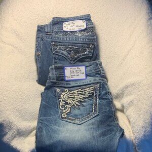 Miss Me Blue Boot Cut Jeans with Embellished Pockets